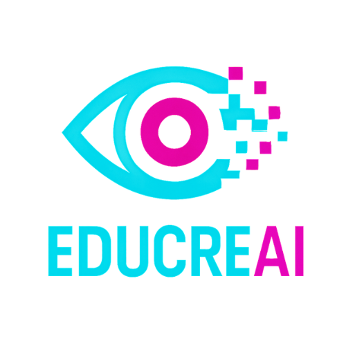 El logo de EducreAI es un ojo cuya mitad esta pixelada representando la visión de la IA